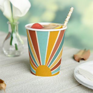 Gobelets En Papier Baby shower Retro Boho Sunshine