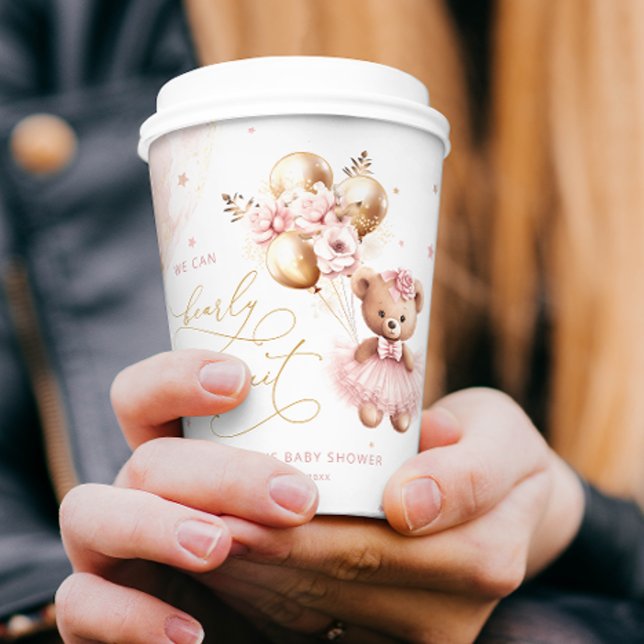 Gobelets En Papier Baby shower Rose Fille Nous Pouvons Attendre (Créateur téléchargé)