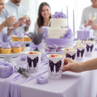 Baby Shower Ruban Violet Rayure Lavande