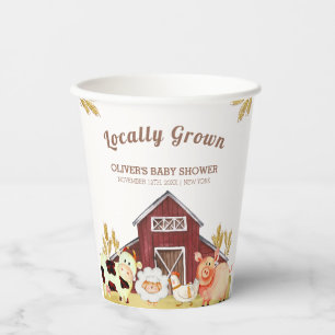 Gobelets En Papier Baby shower Rustique Barnyard Farm Animaux