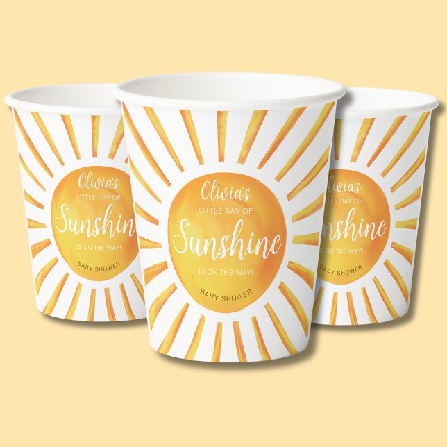 Gobelets En Papier Baby shower solaire (Little Ray of Sunshine Baby Shower Paper Cups)