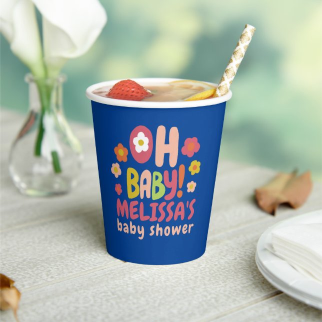 Gobelets En Papier BABY SHOWER Super marguerites COLORÉ PERSONNALISÉ (Insitu)