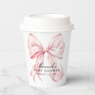 Gobelets En Papier Baby Shower Thème Ruban Rose Coquette