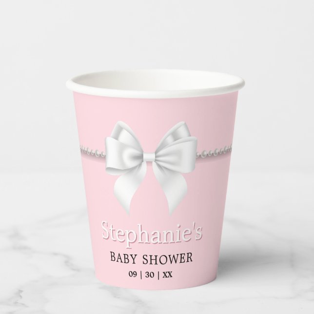 Gobelets En Papier Baby shower Thème Simple Rose Fancy Tiffany (Recto)