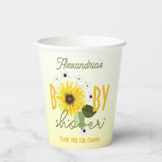 Gobelets En Papier Baby shower tournesol