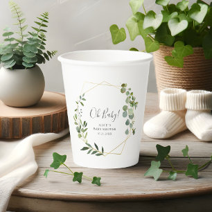 Gobelets En Papier Baby shower verdoyant