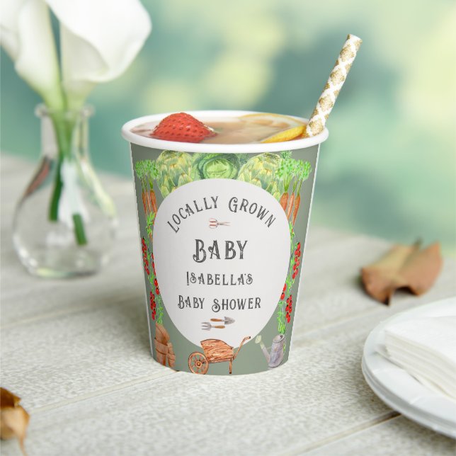 Gobelets En Papier Baby shower vert pour bébé cultivé localement (Insitu)