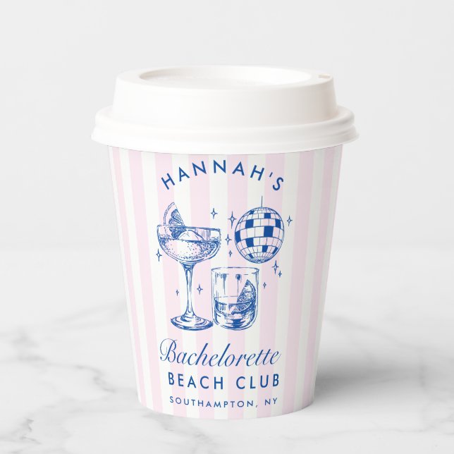 Gobelets En Papier Bachelorette Blue Disco Cocktail Blue & Pink (Recto)