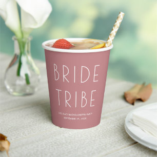 Gobelets En Papier Bachelorette minimaliste de la tribu Rose Dusty