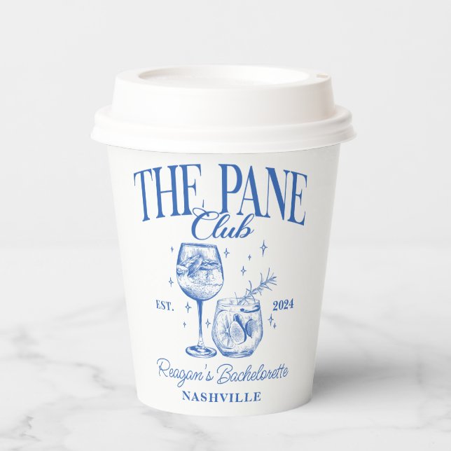 Gobelets En Papier Bachelorette Retro Cocktail bleu personnalisé (Recto)