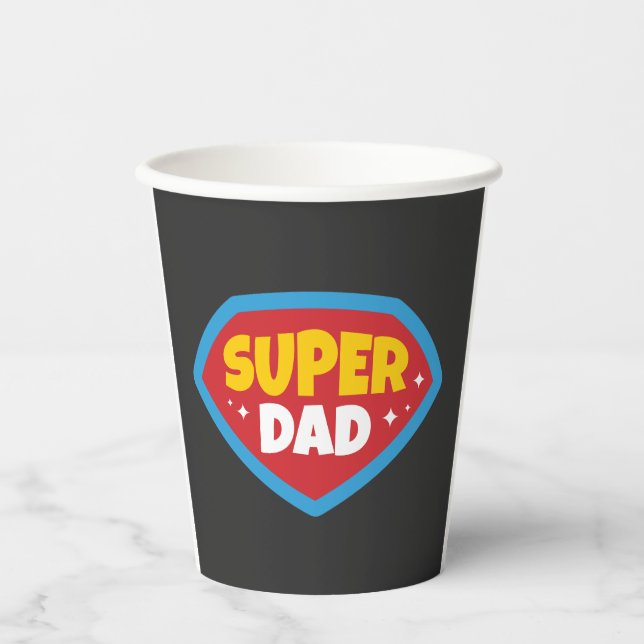 Gobelets En Papier Badge de Super Papa Rétro (Recto)