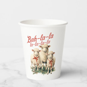 Gobelets En Papier Bah La La Cute Retro Noël Moutons