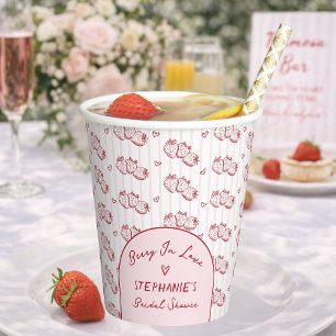 Gobelets En Papier Baie Amoureuse Rose Rouge Fête de Mariage aux Frai