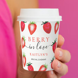Gobelets En Papier Baies Amoureuses Fête de Mariage aux Fraises