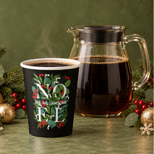 Gobelets En Papier Baies de NOEL Verdure Personnalisé Noir