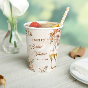 Gobelets En Papier Baigneuse Florale Bohème de Mariée