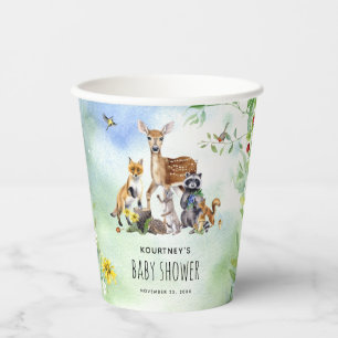 Gobelets En Papier Bain de couleur Animaux de la forêt de Woodland Ba