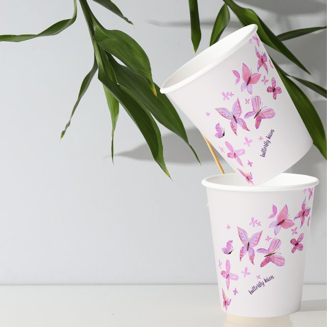Gobelets En Papier Baisers à papillon et voeux pour bébé | Texte de l (Créateur téléchargé)