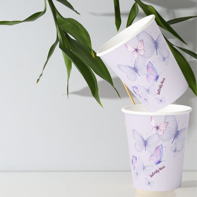 Gobelets En Papier Baisers à papillon et voeux pour bébé | Texte d'en (Créateur téléchargé)