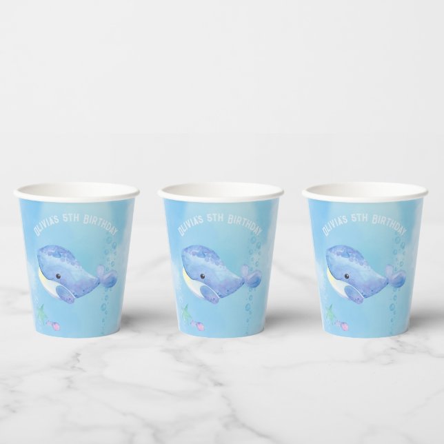 Gobelets En Papier Baleine Tastic Blue Anniversaire (Multi)