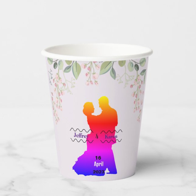 Gobelets En Papier Balises cadeaux mariage violet (Recto)