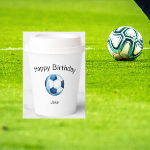 Gobelets En Papier Balle de Football bleu Custom Anniversaire