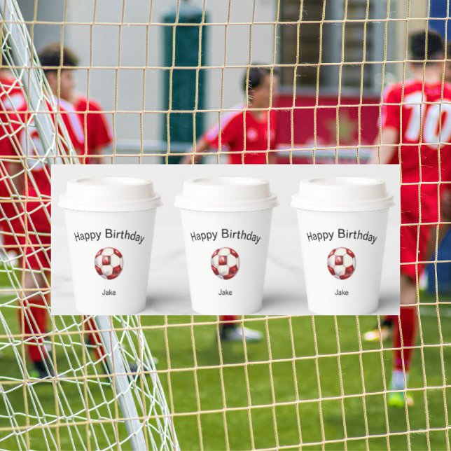 Gobelets En Papier Balle de football rouge Custom Anniversaire (Créateur téléchargé)