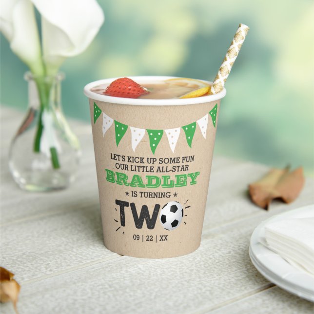 Gobelets En Papier Balle de soccer étoile 2e anniversaire (Insitu)