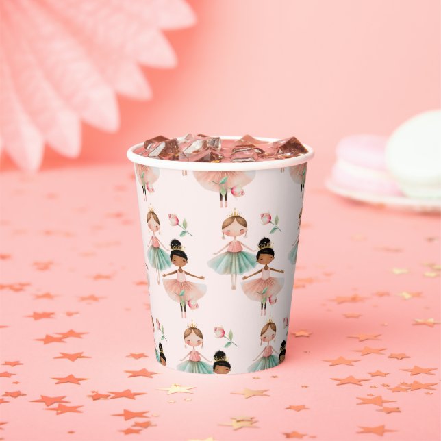 Gobelets En Papier Ballerina Ballet rose Motif Anniversaire (Insitu)