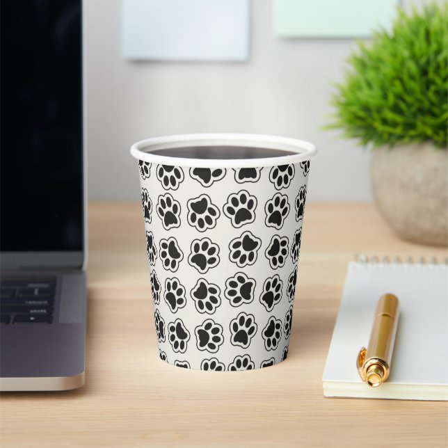 Gobelets En Papier Balles noires, Paws de chien, Paws de chat, Plan (Insitu)