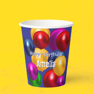 Gobelets En Papier Ballons d'anniversaire amusants Personnalisé