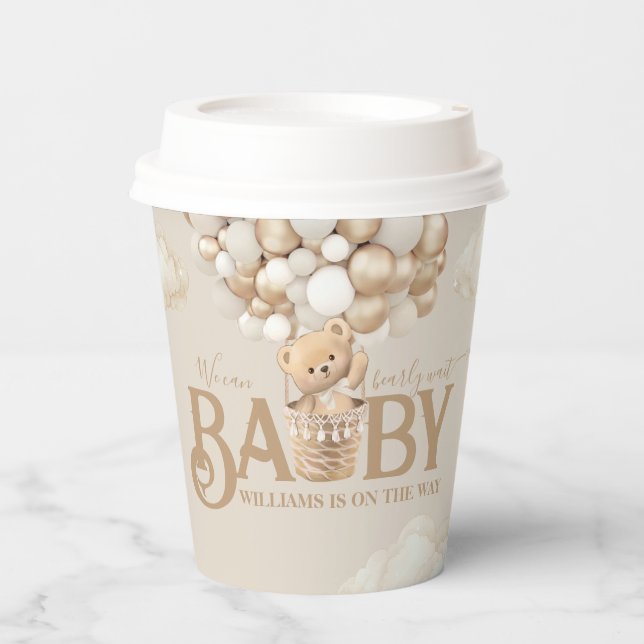 Gobelets En Papier Ballons d'ours Baby shower d'attente précoce (Recto)