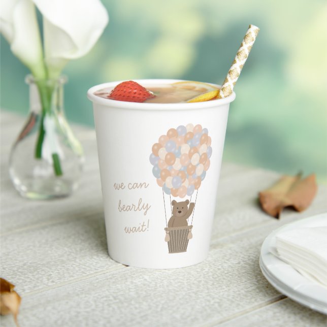 Gobelets En Papier Ballons d'ours Baby shower neutre genre Bienvenue (Insitu)