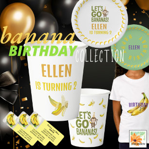 Gobelets En Papier banane fête d'anniversaire EDITABLE bananes CUTE