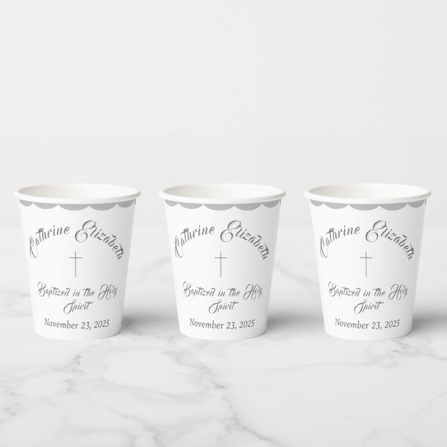 Gobelets En Papier Baptême/Baptême personnalisable (Créateur téléchargé)