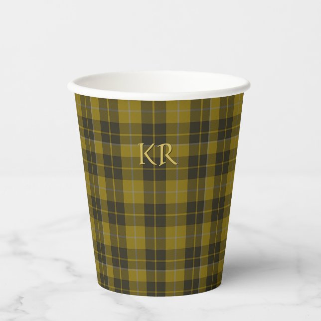 Gobelets En Papier Barclay Tartan avec vos initiales, Scottish Plaid (Recto)