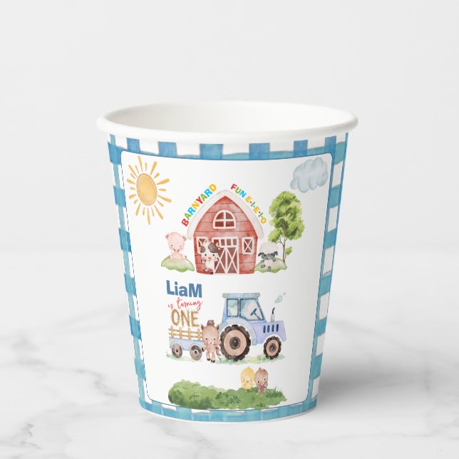 Gobelets En Papier Barnyard Fun 1er Anniversaire (Recto)