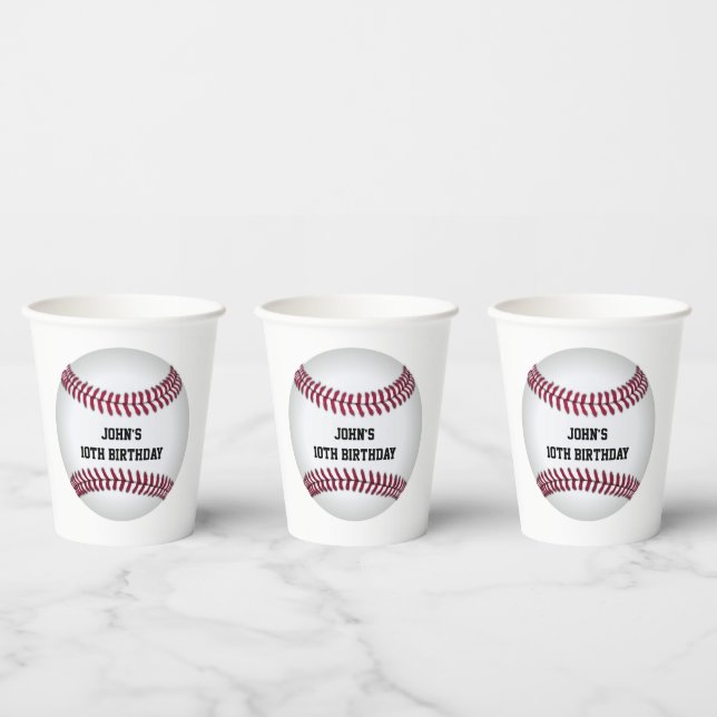 Gobelets En Papier Baseball Custom Anniversaire (Multi)