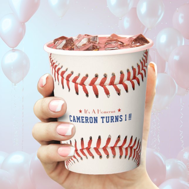 Gobelets En Papier Baseball Softball Sport 1ère fête d'anniversaire (Baseball Softball Sport 1st Birthday Party Paper Cups)