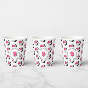 Gobelets En Papier basket-ball noir rose