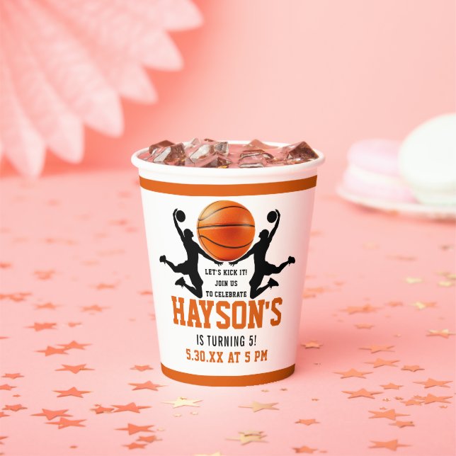 Gobelets En Papier Basket orange Boy 5E fête d'anniversaire (Insitu)