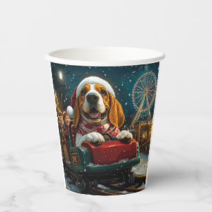 Gobelets En Papier Basset Hound Montagnes Russes de Noël