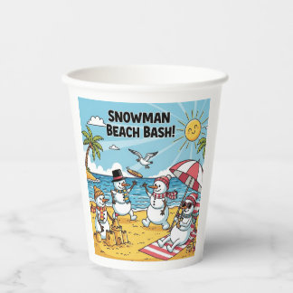 Gobelets En Papier Bataille de bonshommes de neige sur la plage