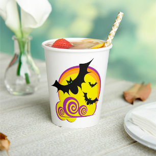 Gobelets En Papier Bats volants Pleines lunes nocturnes d'Halloween