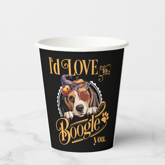 Gobelets En Papier Beagle Maman Halloween Amoureux des chiens (Recto)