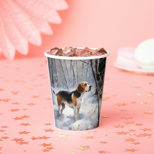 Gobelets En Papier Beagle Noël sous la neige (Insitu)