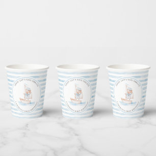 Gobelets En Papier Bear marin Bear Bleu Bleu Bande Anniversaire