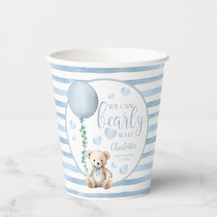 Gobelets En Papier Bearly Wait Blue Teddy Bear Baby showers tasses