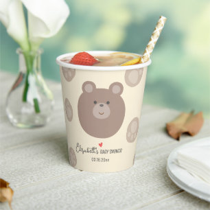 Gobelets En Papier Beary Cute Brown Teddy Bear Cub Baby shower garçon