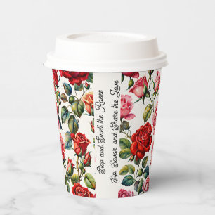 Gobelets En Papier Beauté en Fleur Rose Jardin Coupes de papier